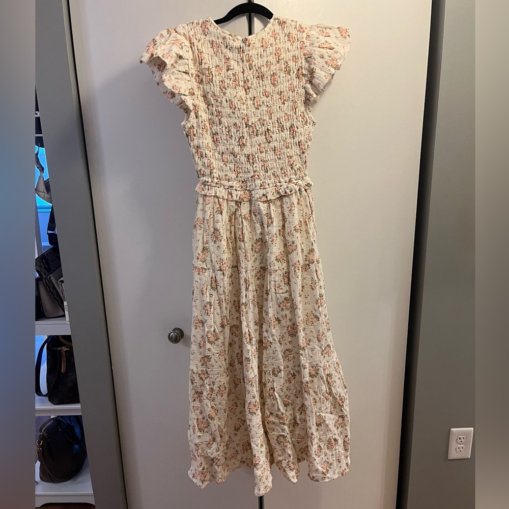NWT AQUA Floral Smocked Midi Dress, Size Medium - Picture 5 of 5